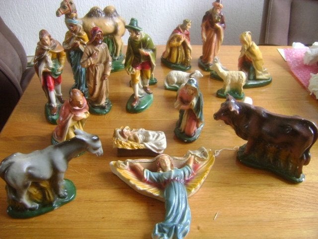hele oude kerstgroep, Ophalen of Verzenden, Gebruikt