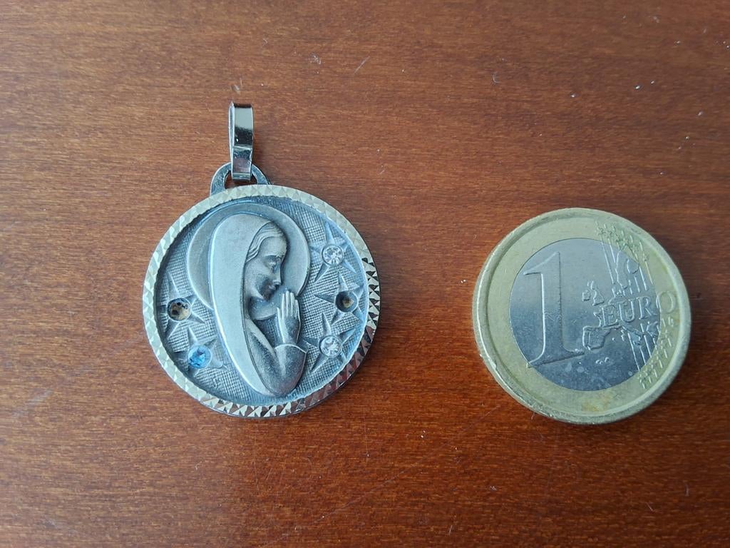 Mooie Lourdes Medaille - Maria met kindje Jezus, Overige materialen, Gebruikt, Overige voorstellingen, Ophalen of Verzenden
