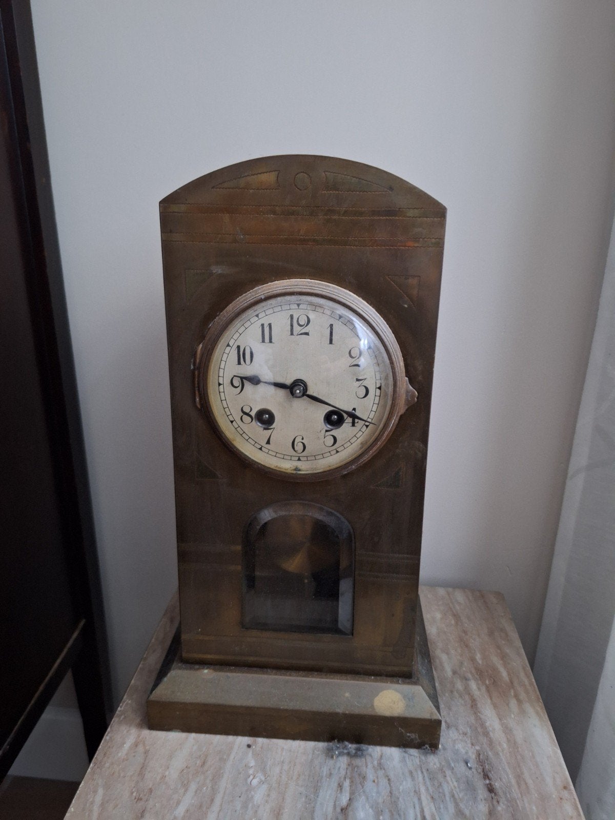 Antieke Art Deco klok Messing, Antiek en Kunst, Ophalen of Verzenden