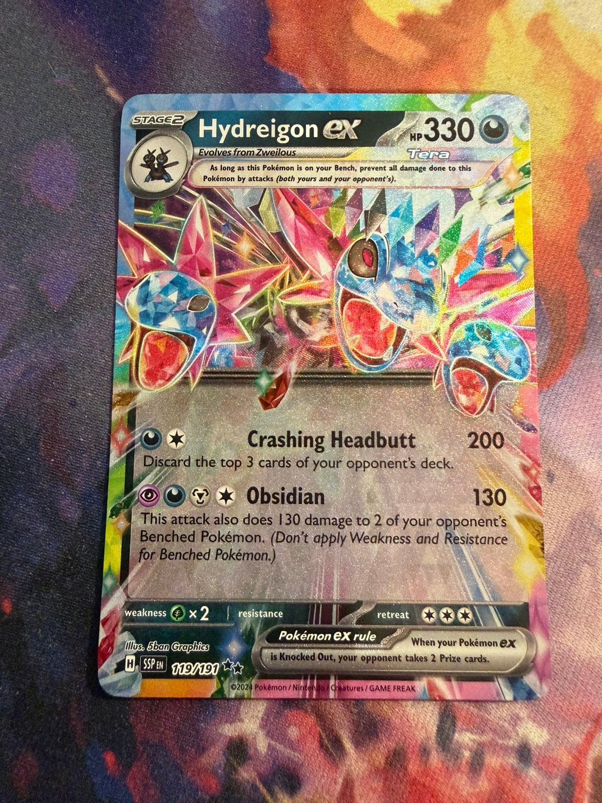 Pokemon HYDREIGON EX Double Rare 119/191 (Surging Sparks), Verzenden, Zo goed als nieuw, Losse kaart, Foil