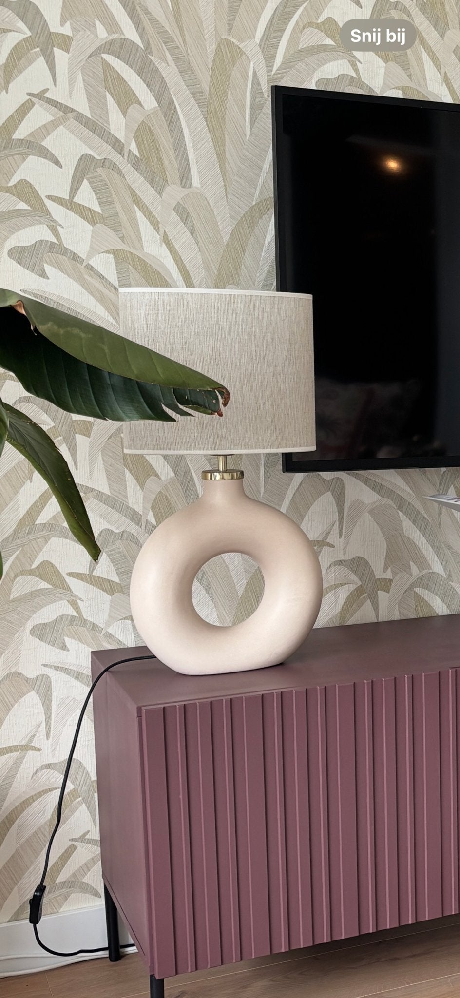 Moderne donut tafellamp japandi beige van h&m home, Ophalen, Zo goed als nieuw, Kunststof