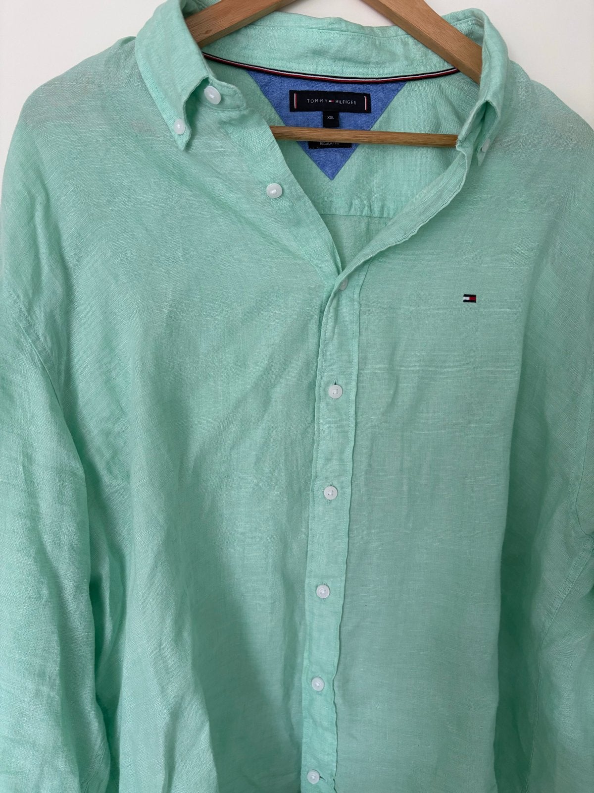 Tommy Hilfiger linnen overhemd XXL - Mintgroen, Kleding | Heren, Overhemden, Ophalen of Verzenden, Zo goed als nieuw, Groen, Overige halswijdtes