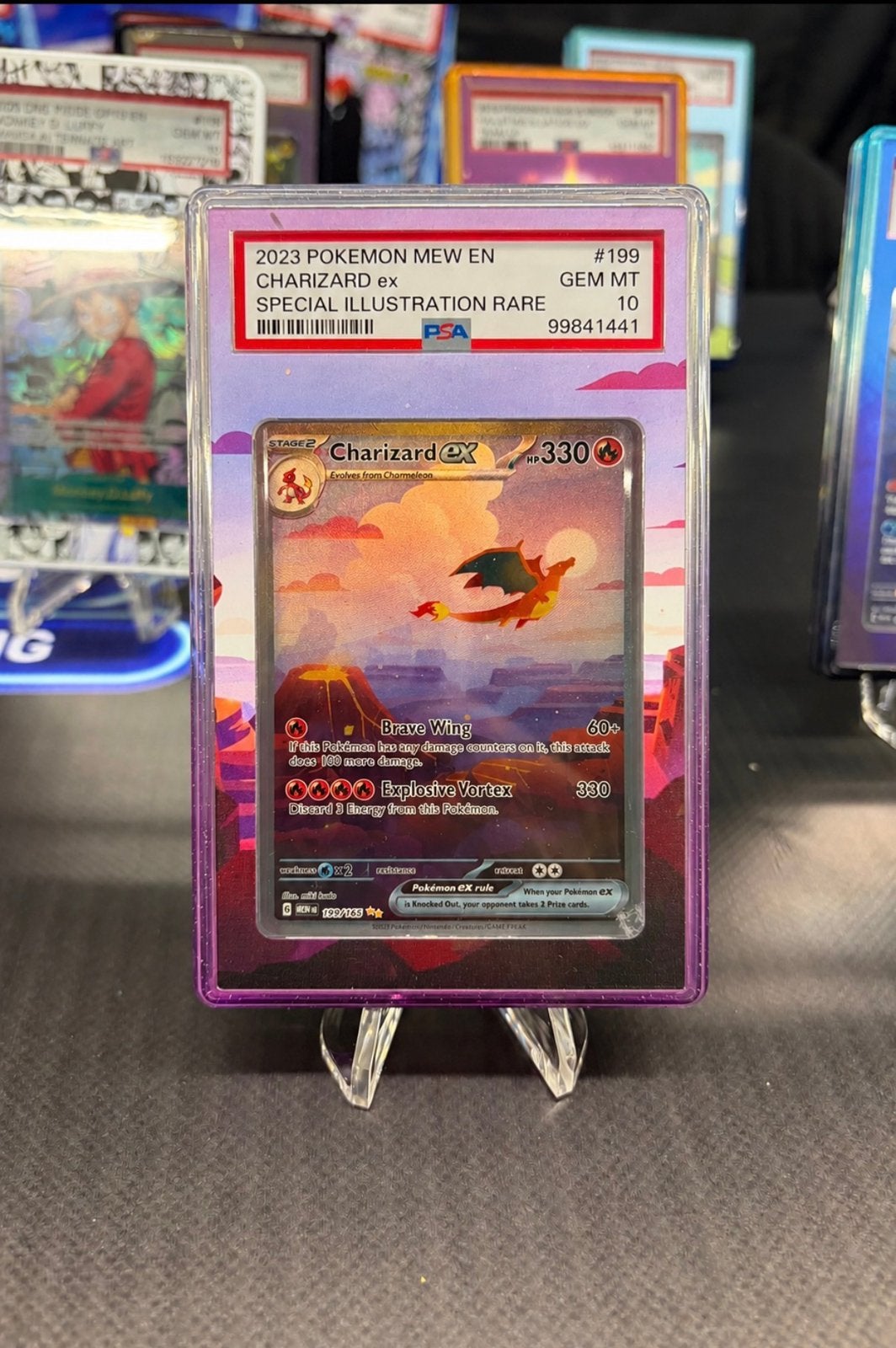 Charizard Ex 151 Extended Art PSA UV-printed bumperguard, Ophalen of Verzenden, Nieuw