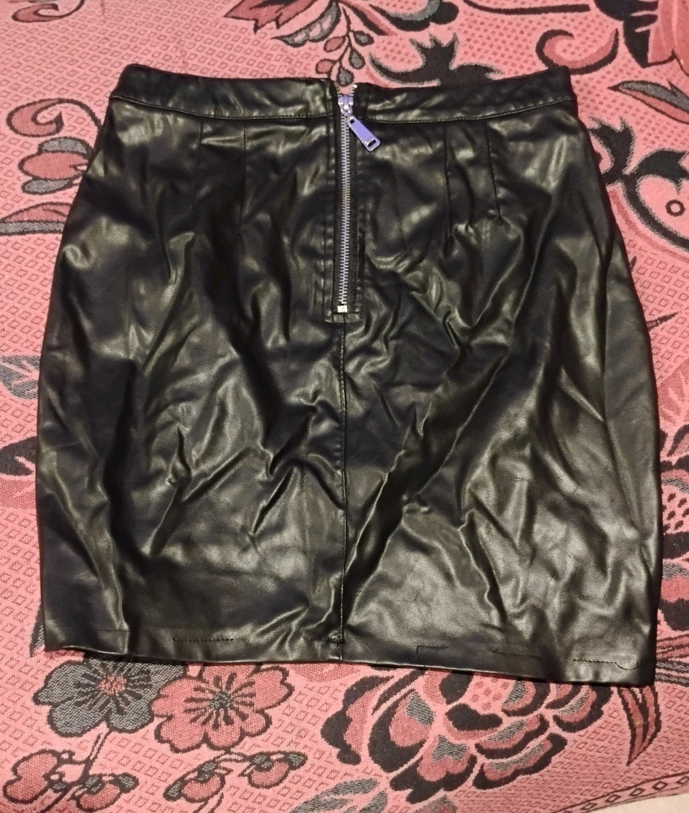 Zwarte leren rok met rits Maat XS - Zo goed als nieuw, Maat 38/40 (M), Zwart, Ophalen of Verzenden, Boven de knie