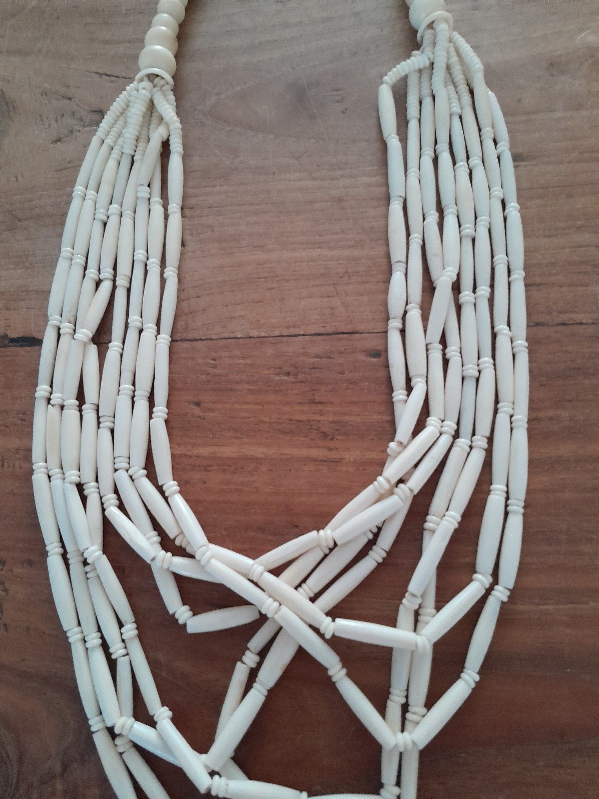 Vintage Kralenketting - Crèmekleurig, Ophalen of Verzenden, Gebruikt, Beige, Overige materialen