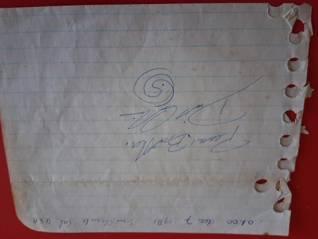 Handtekening David Carradine     Peace Brother.   1981, Ophalen of Verzenden, Rechthoek