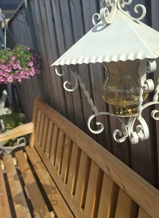 Mooie brocante antieke hang lamp (tuin, hal of gang), Tuin en Terras, Buitenverlichting, Ophalen of Verzenden, Netvoeding, Hanglamp