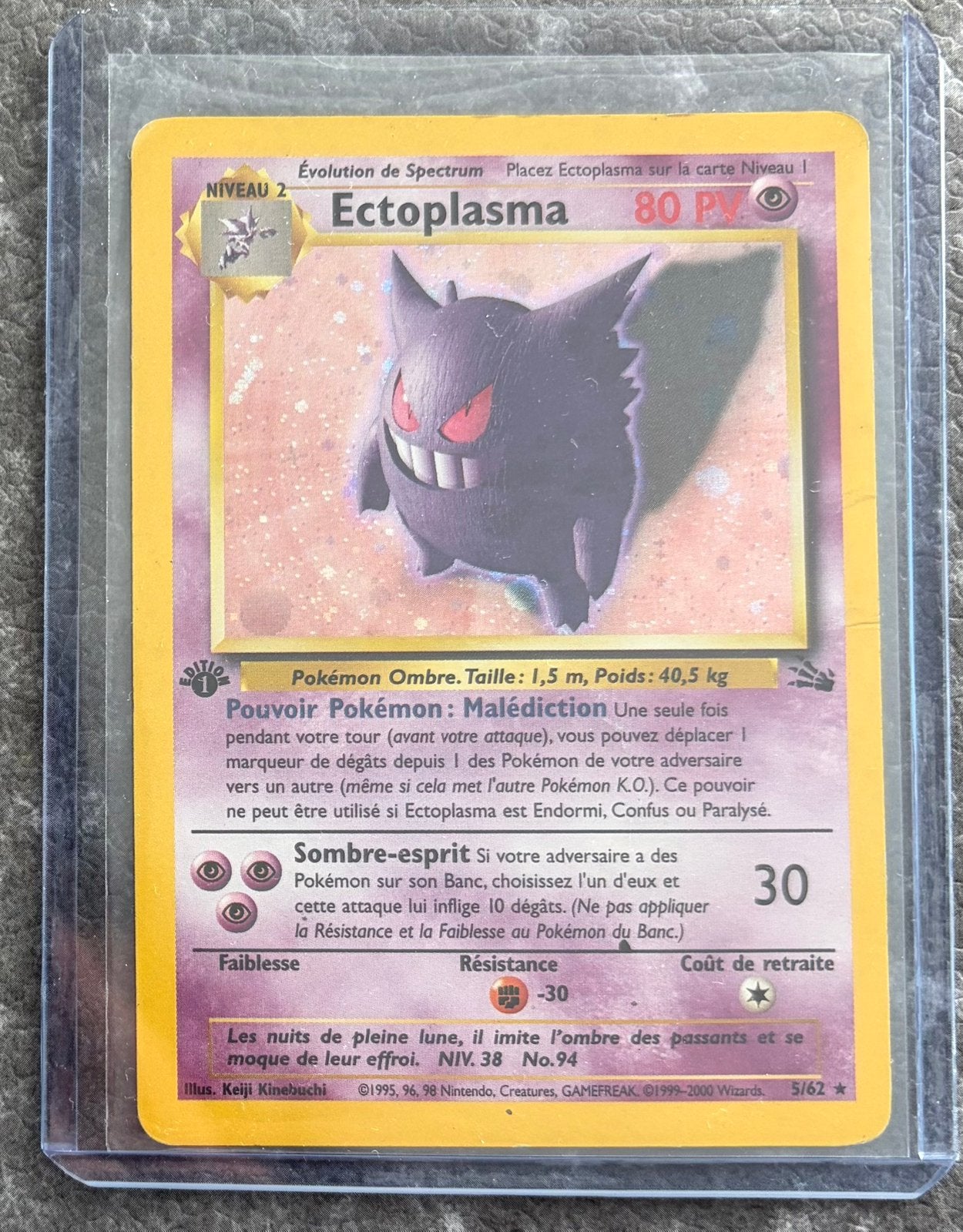 Gengar 1st edition Fossil (FR), Ophalen of Verzenden, Gebruikt, Losse kaart