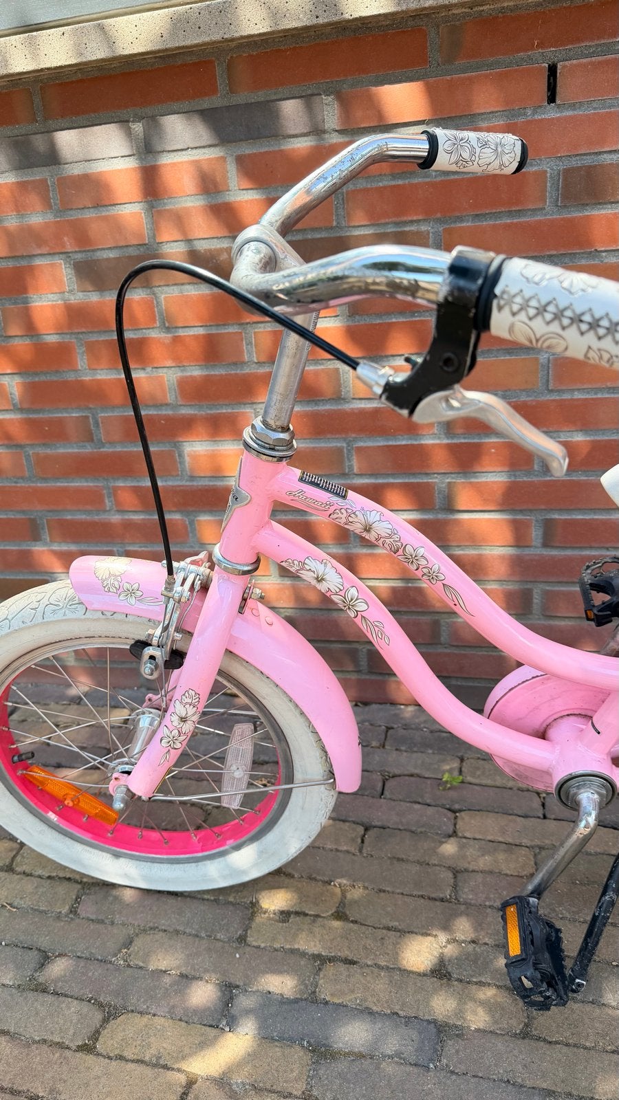 Halfords kinderfietsje 16 inch roze, Ophalen, Gebruikt, Terugtraprem, 16 tot 20 inch