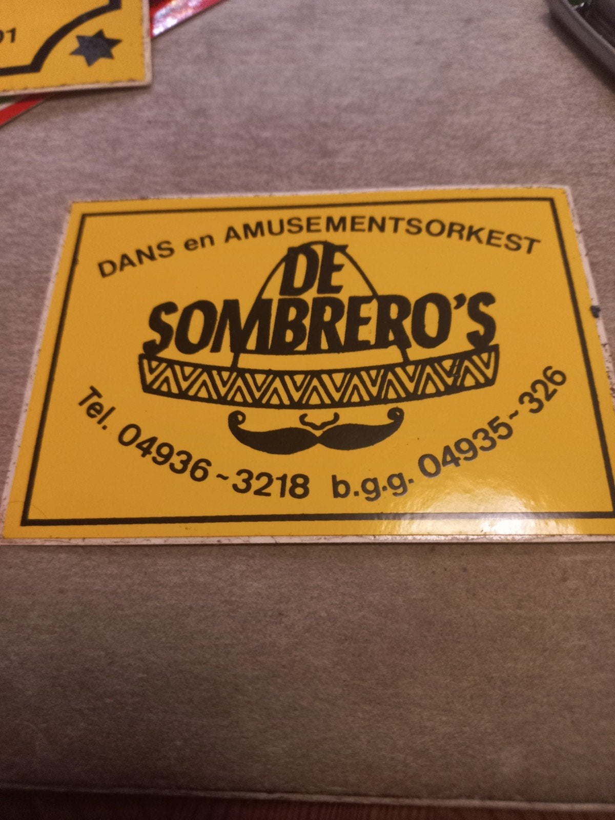 Vintage 'De Sombrero's' Dans- en Amusementsorkest, Ophalen of Verzenden, Gebruikt