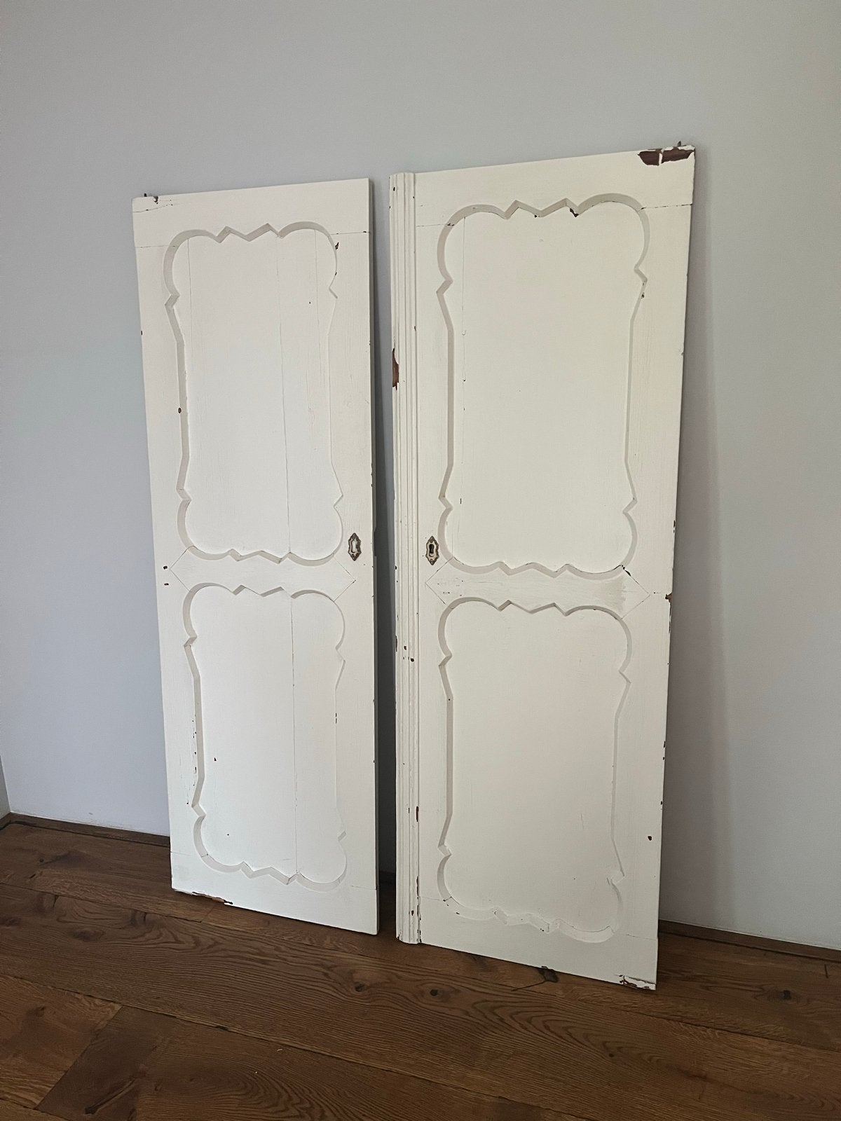Oude kastdeuren / paneeldeuren, wit, set van 2, Antiek en Kunst, Ophalen