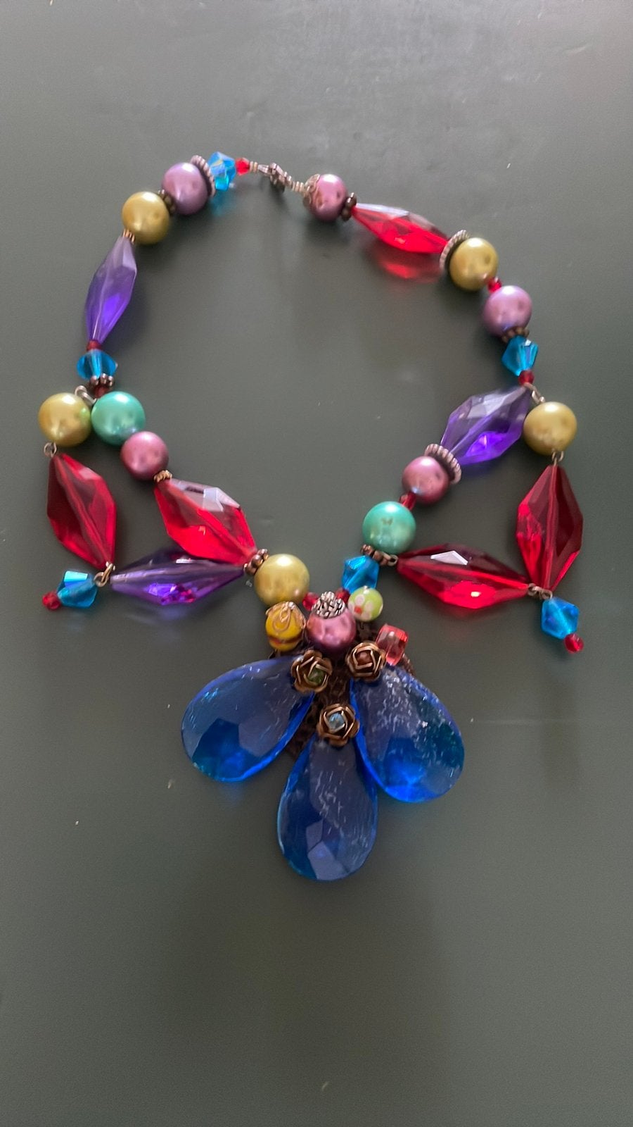 Prachtige kleurige ketting vintage, Ophalen of Verzenden, Zo goed als nieuw, Overige kleuren, Overige materialen