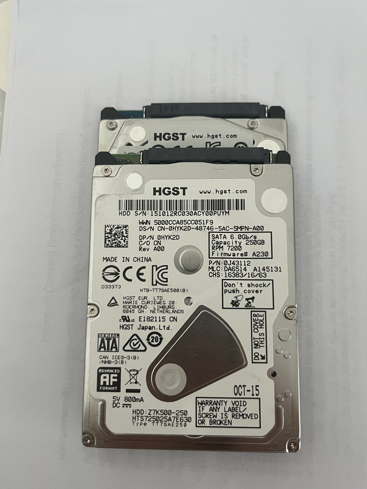 HGST 250 GB 2,5 inch SATA HDD - Meerdere stuks, Intern, 250 GB, Ophalen of Verzenden, Zo goed als nieuw