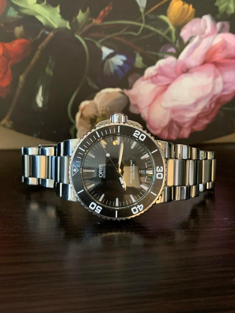 Oris Aquis Date Automatic 7653 04 - 43mm met extra's, Overige merken, Gebruikt, Staal, Polshorloge