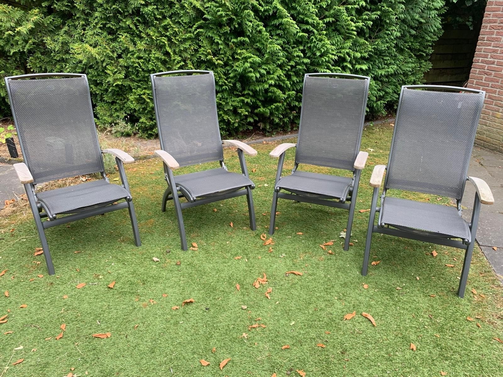 Hartman Da Vinci tuinstoelen (4 stuks), Ophalen, Gebruikt, Aluminium, Verstelbaar