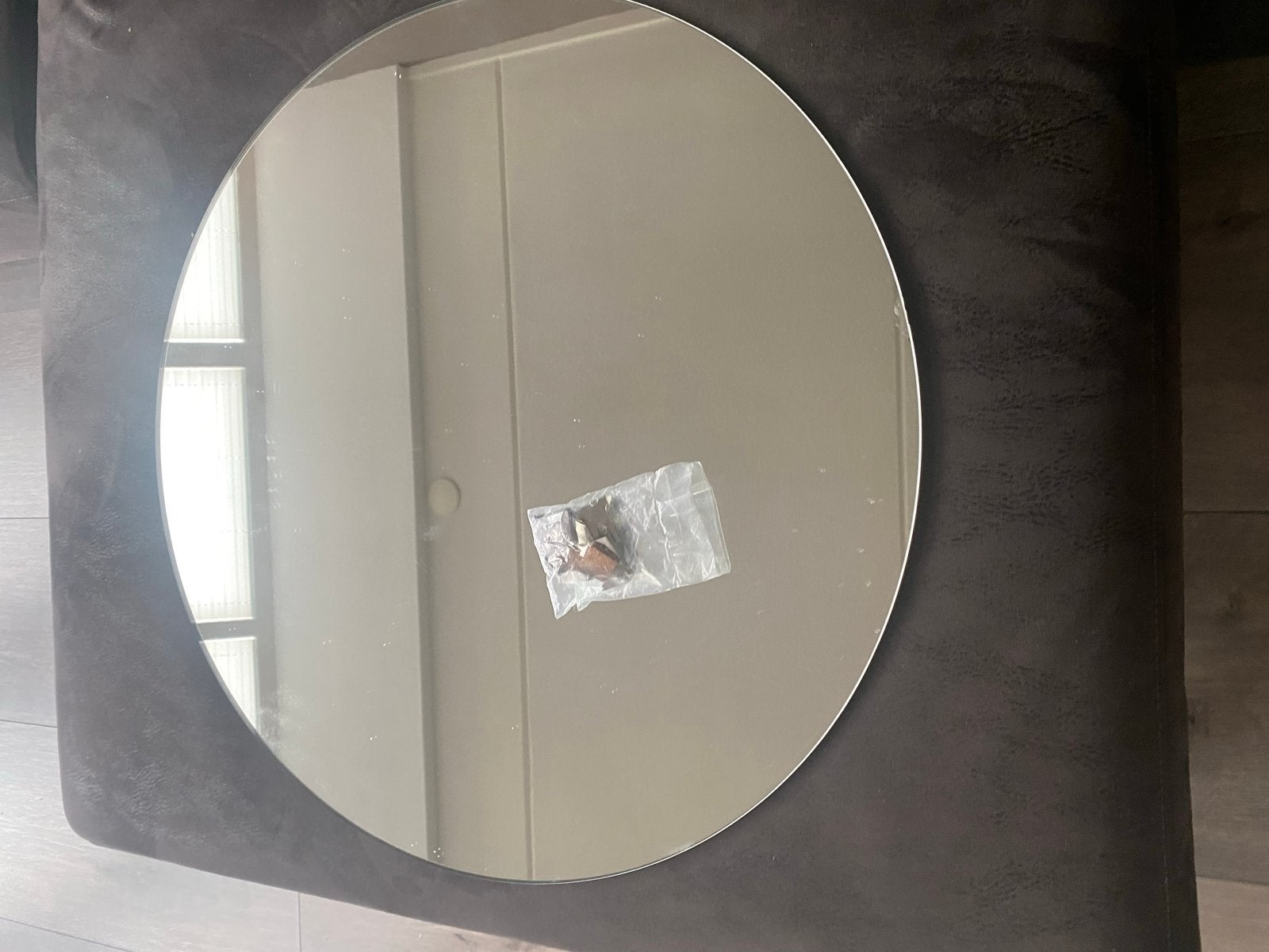 Spiegel rond 60cm met spiegelklem ophangset Geen krassen, Huis en Inrichting, Ophalen, Rond, Zo goed als nieuw, Minder dan 100 cm