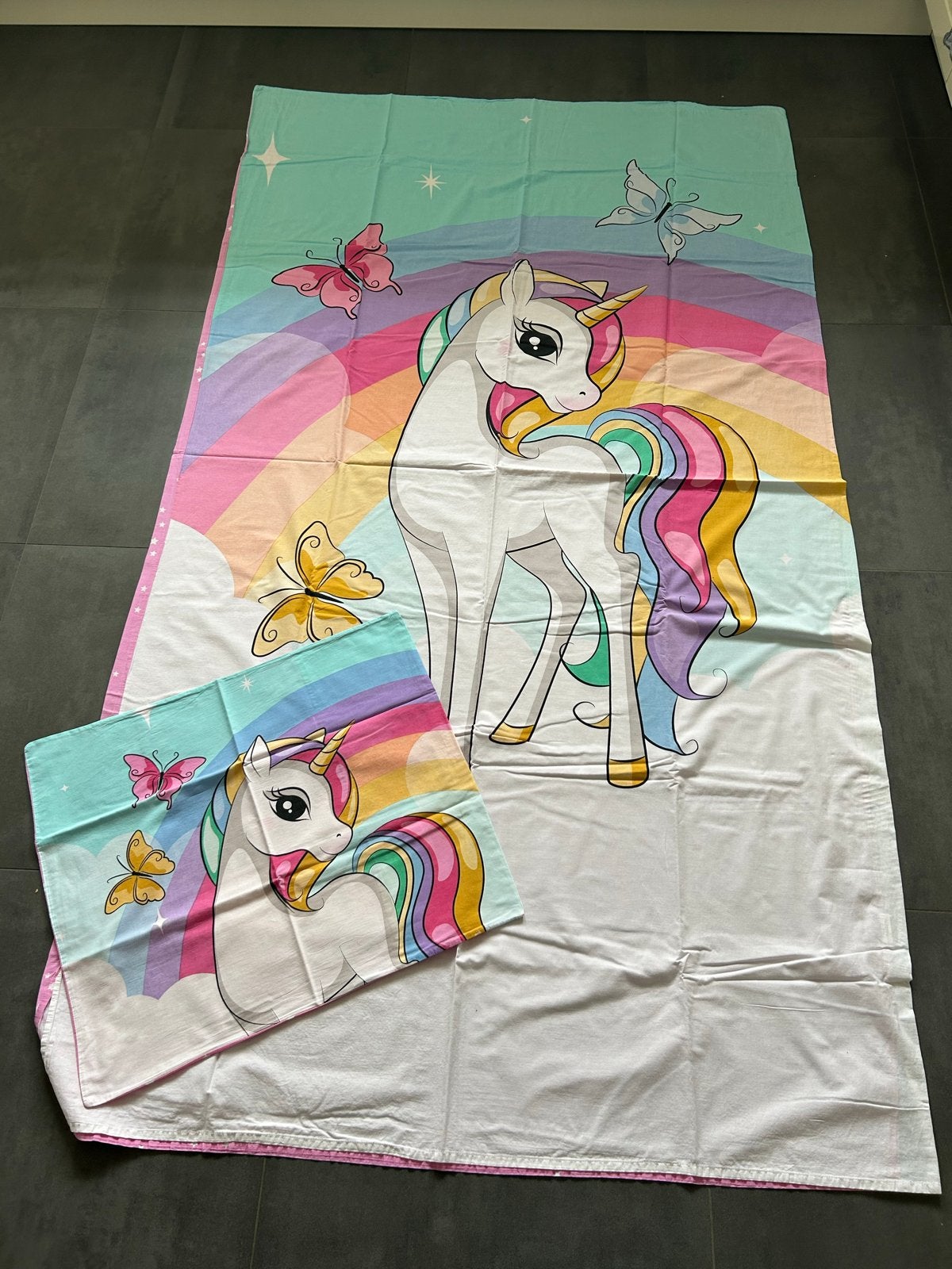 Dekbedovertrek Unicorn - 1 persoons, Kinderen en Baby's, Kinderkamer | Beddengoed, Meisje, Ophalen of Verzenden, Zo goed als nieuw