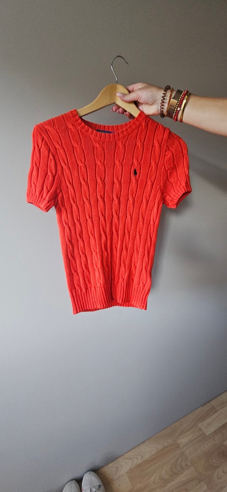 Ralph Lauren Polo Rode Kabelgebreide Top Maat S, Kleding | Dames, T-shirts, Ralph Lauren Polo, Ophalen of Verzenden, Zo goed als nieuw