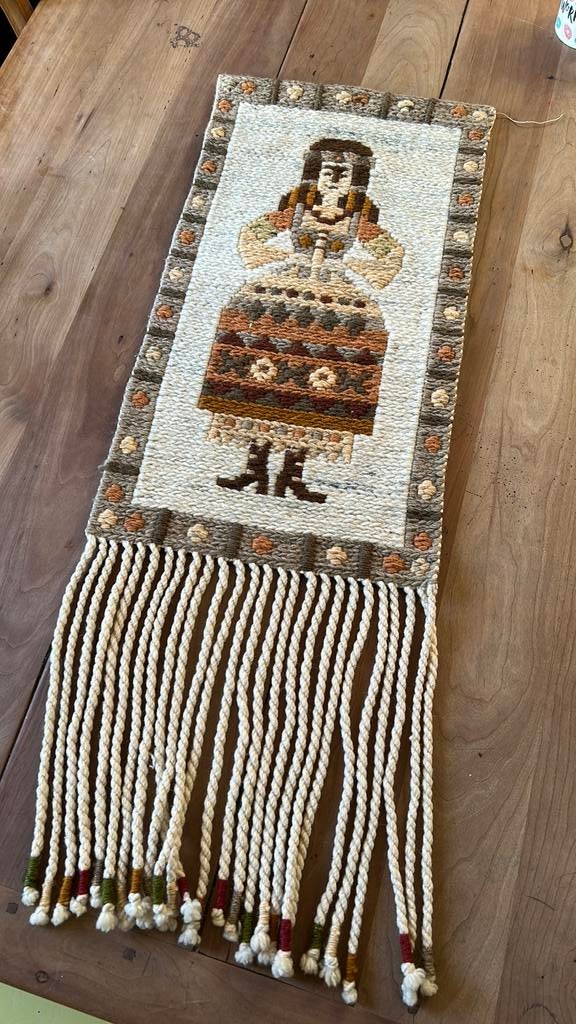 Vintage wollen wandkleed handgemaakt, Ophalen of Verzenden, Zo goed als nieuw