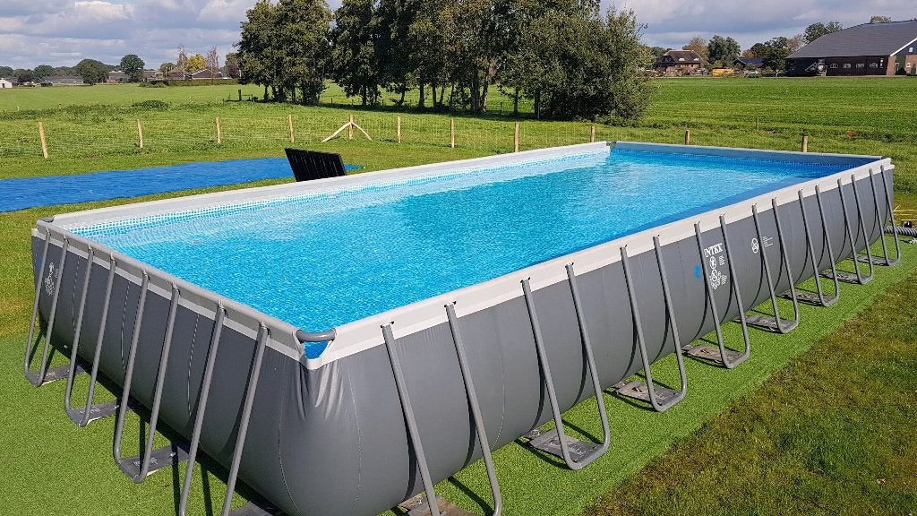 Intex zwembad 975x488x132 cm compleet, incl. Warmtepomp, Gebruikt, 300 cm of meer, Rechthoekig, Ophalen