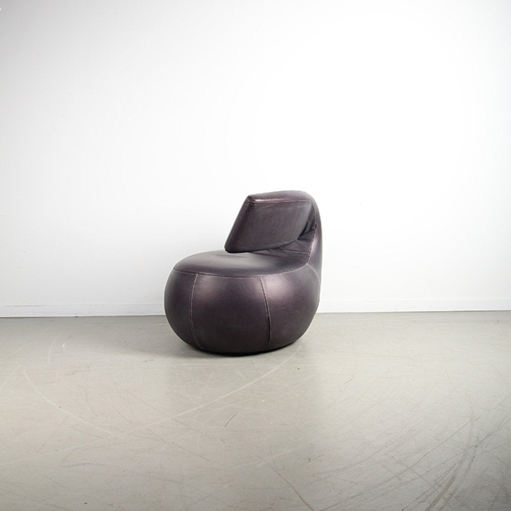 2x Leolux Gisa Fauteuil Draaibaar Aubergine – Leer, Huis en Inrichting, Fauteuils, Niet ingevuld, Niet ingevuld, Ophalen of Verzenden