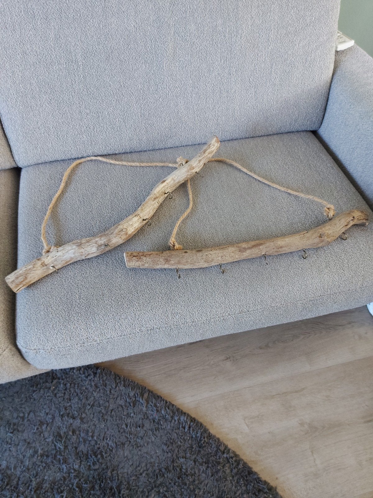 Set van 2 drijfhout wanddecoraties met haken, Ophalen, Hout, Bruin, Landelijk