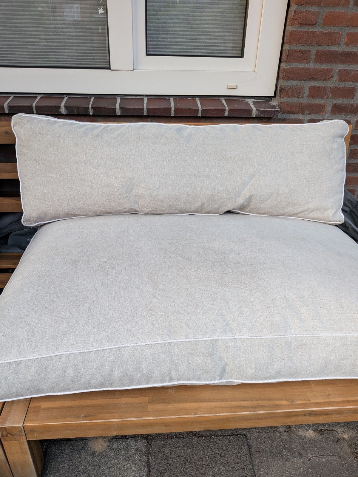 2 mooie sets palletkussens beige, Ophalen, Zo goed als nieuw