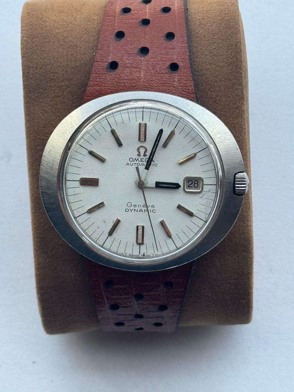 Vintage Omega Genève Dynamic Automatic – Datum–42 mm–Werkend, Ophalen of Verzenden, Staal, Omega, 1960 of later