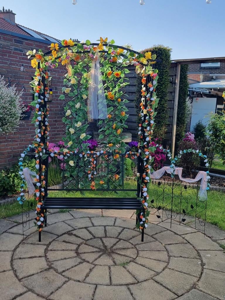 Rozenboog met bankje / Tuinboog, Tuin en Terras, Ophalen, Zo goed als nieuw, Metaal