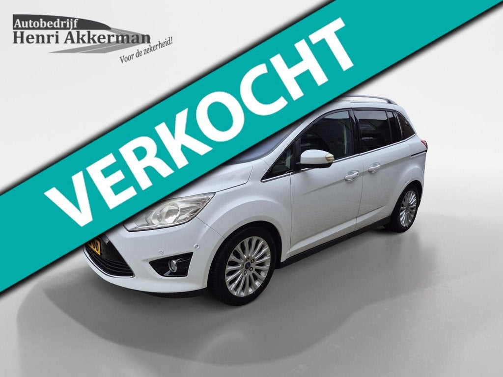 Ford Grand C-Max 1.0 Edition Plus 7p. Recent distributieriem, Auto's, Ford, Voorwielaandrijving, Gebruikt, Zwart, 7 stoelen