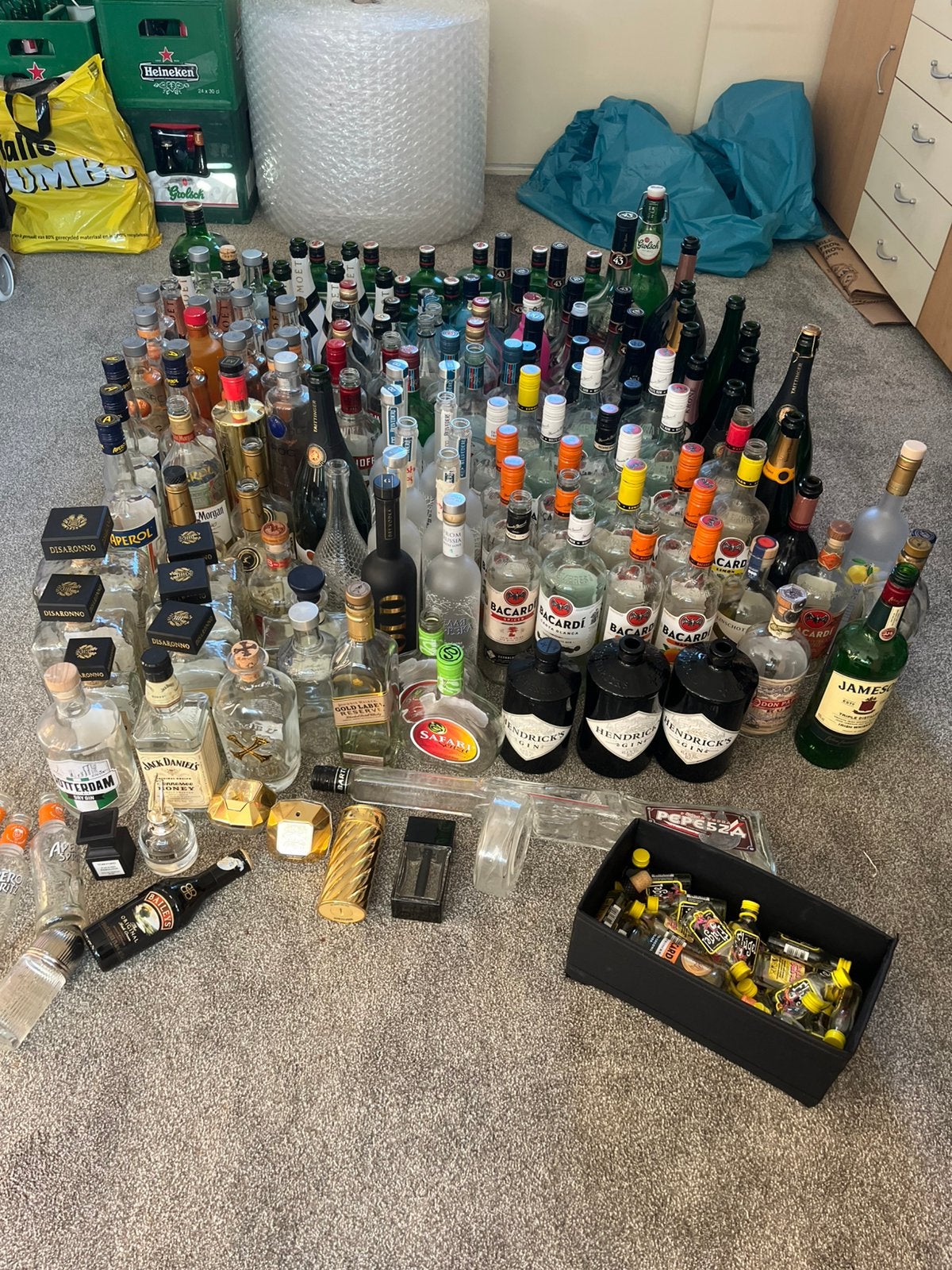 Flessen, epoxy, lijsten, dozen, alles om bottleart te maken, Ophalen, Zo goed als nieuw