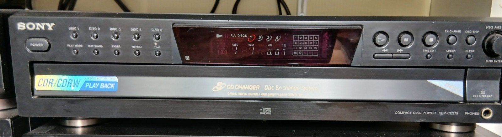 Sony CDP-CE375 5 cd-wisselaar, Ophalen of Verzenden, Sony, Wisselaar