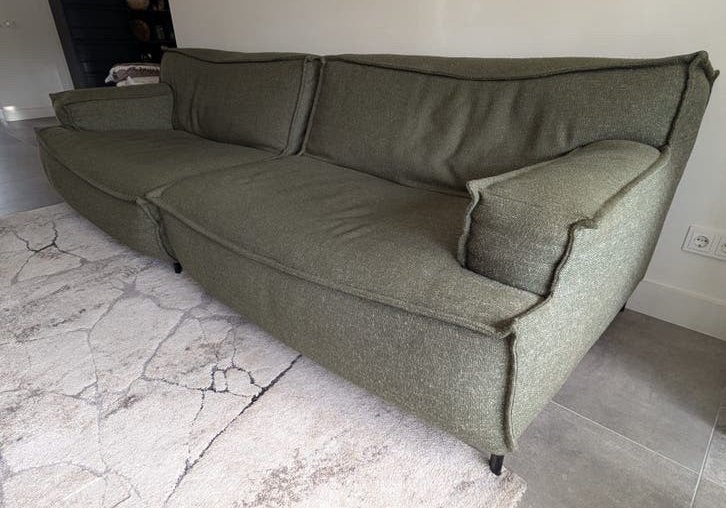 Modulaire groene bank met losse elementen, Ophalen, 250 tot 300 cm, Gebruikt, 75 tot 100 cm