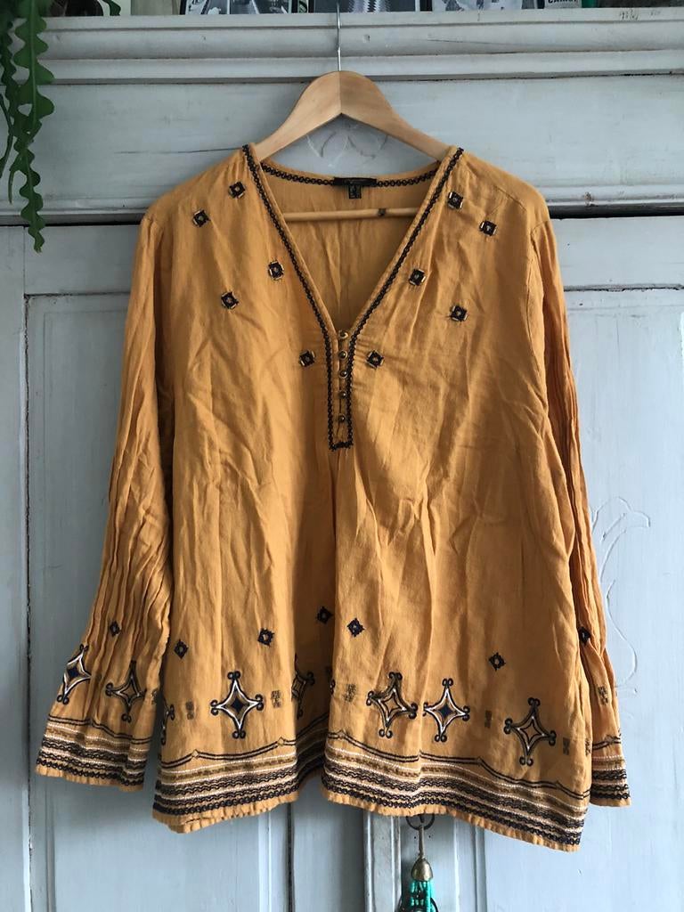 Luchtig geborduurd Boho October BLOUSJE Mt XXL (XL), Ophalen, Zo goed als nieuw, Maat 46/48 (XL) of groter, Geel