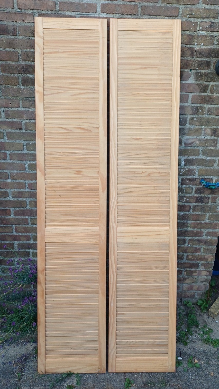 Houten Louvredeuren - zgan 39.5x202x2cm, Doe-het-zelf en Verbouw, Deuren en Horren, Ophalen, Minder dan 80 cm, Binnendeur, Nieuw