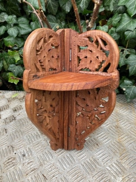 handgestoken TEAK hoekconsole INDIA opvouwbaar/inklapbaar, Ophalen of Verzenden, Zo goed als nieuw
