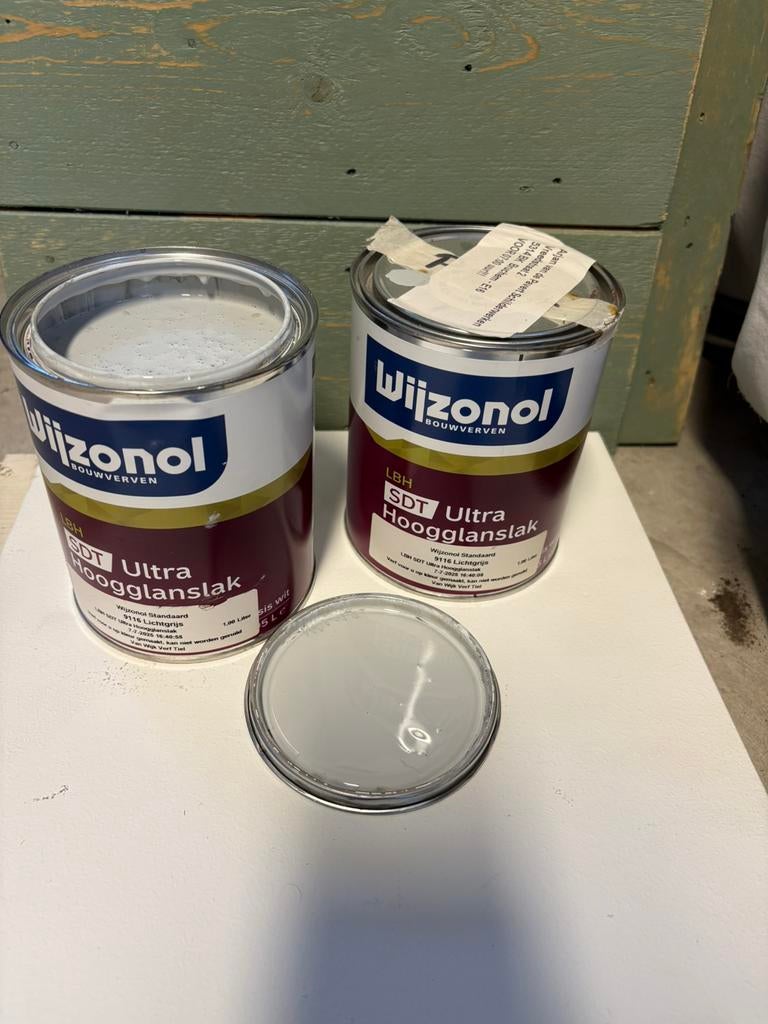 2 liter wijzonol sdt hoogglans licht grijs 9116, Ophalen of Verzenden, Nieuw, Grijs, Lak