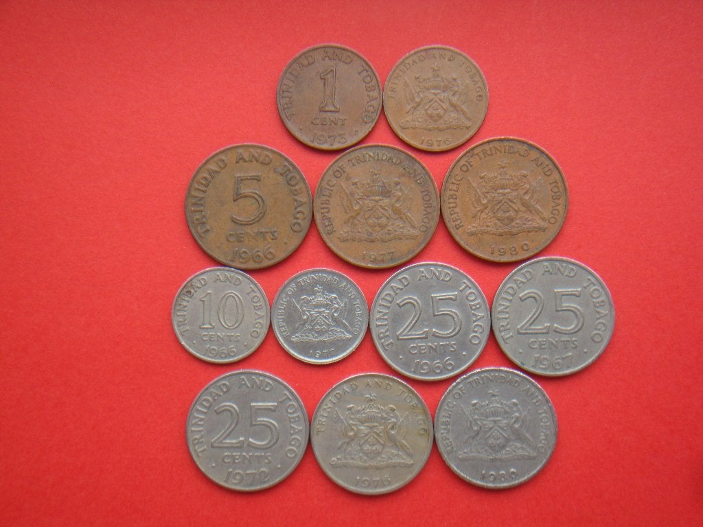 Trinidad en Tobago setje 1, 5, 10 en 25 Cent 1966/1980., Verzenden, Midden-Amerika, Setje