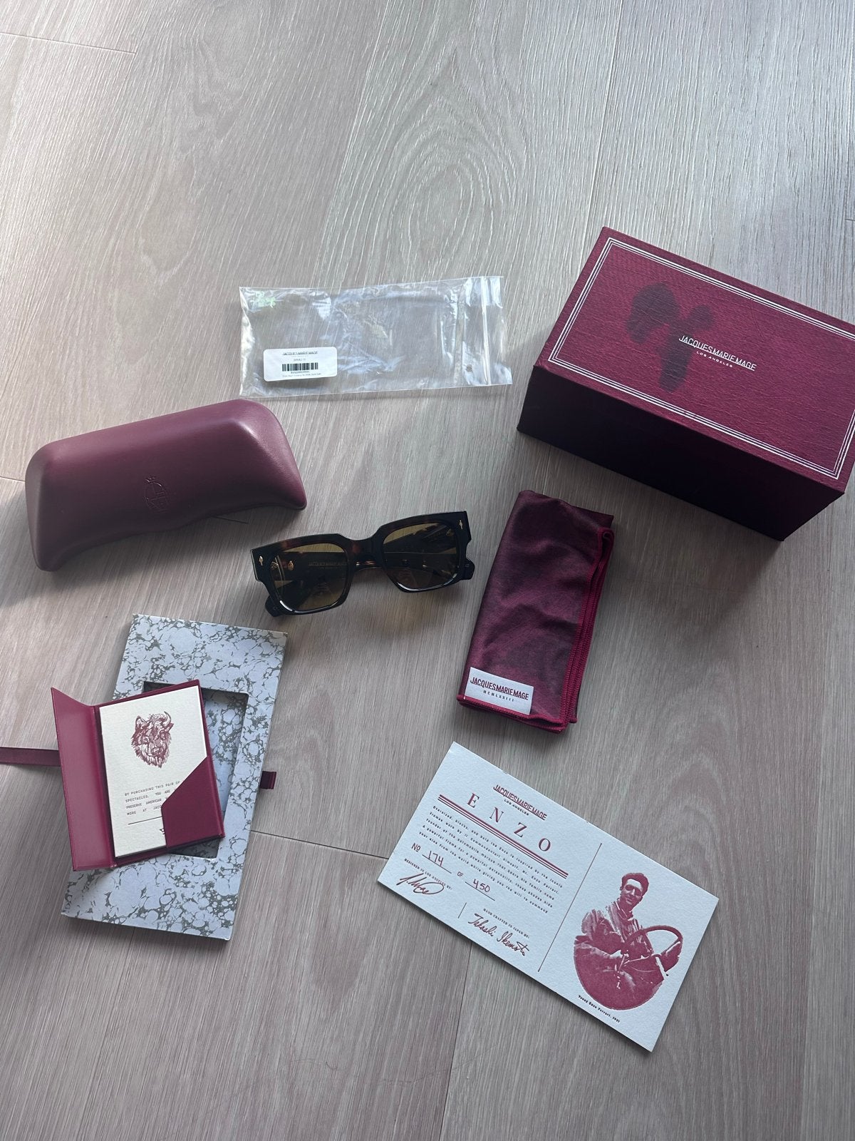 Jacques Marie Mage Enzo Zonnebril - Limited Edition, Zonnebril, Bruin, Zo goed als nieuw, Ophalen