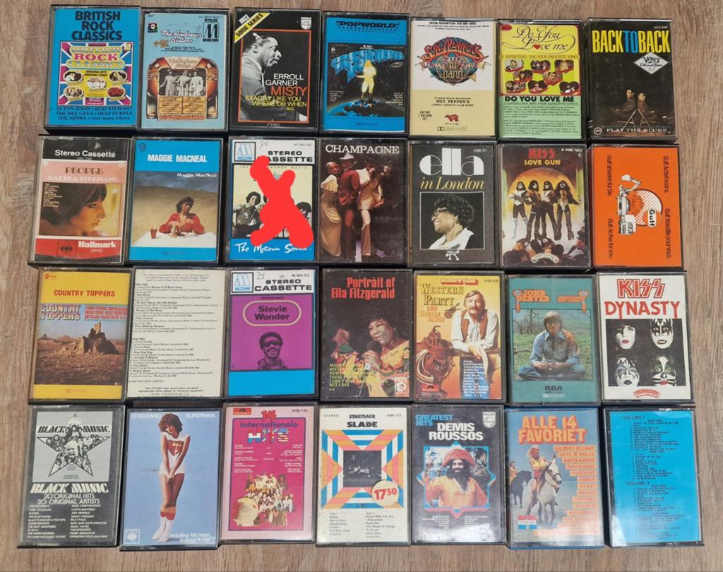 28 cassettebandjes kiss, black music motown., Ophalen of Verzenden, Zo goed als nieuw, 2 t/m 25 bandjes