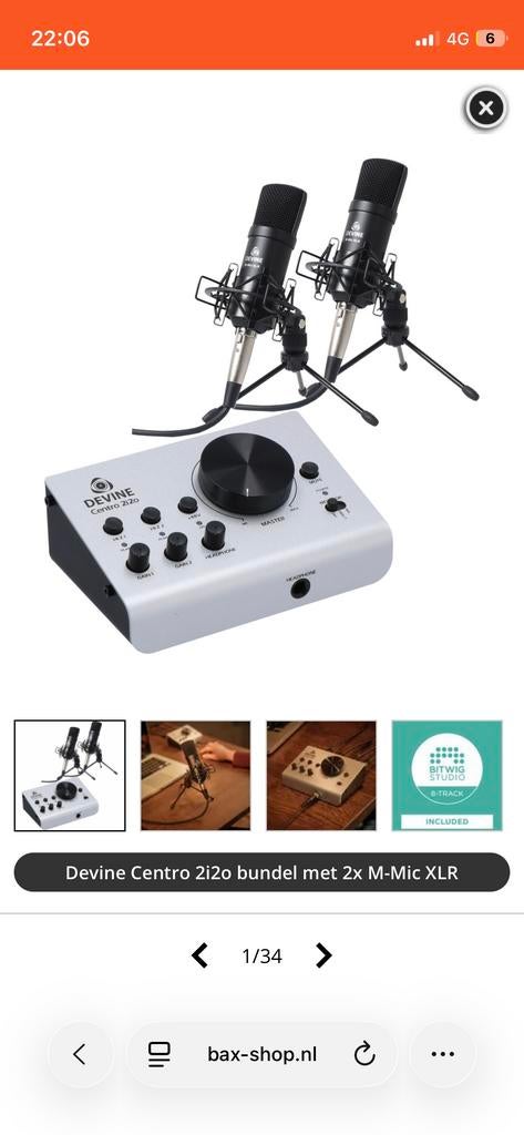 Devine Centro 2i2o bundel met 1x M-Mic XLR, Ophalen of Verzenden, Nieuw, Studiomicrofoon