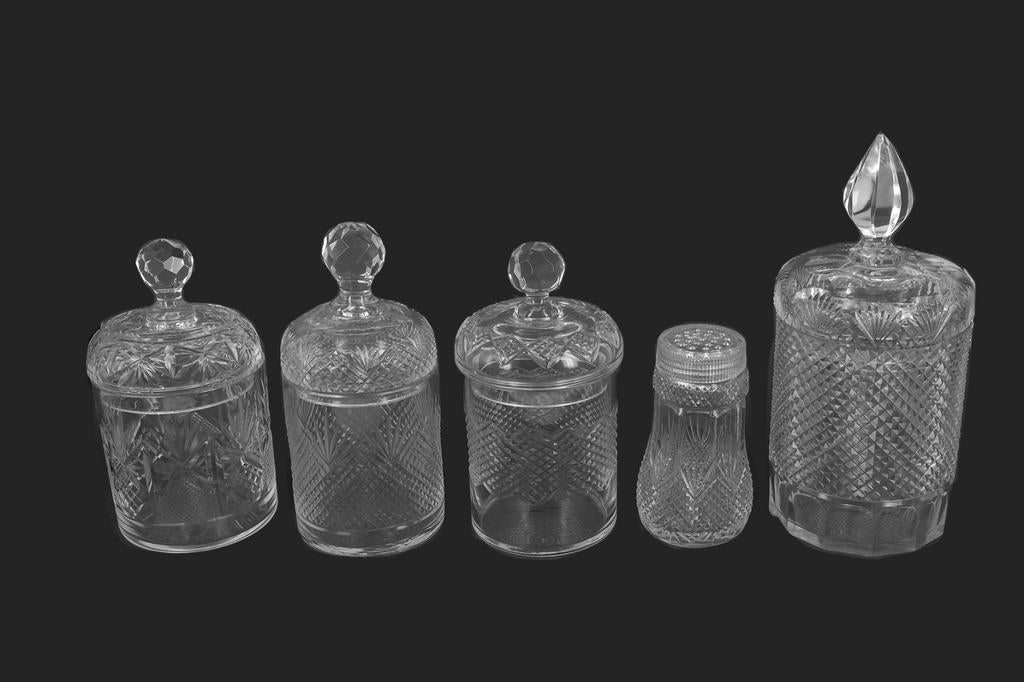 4 ANTIEKE BESCHUIT BUSSEN + STROOIBUSJE, Ophalen of Verzenden