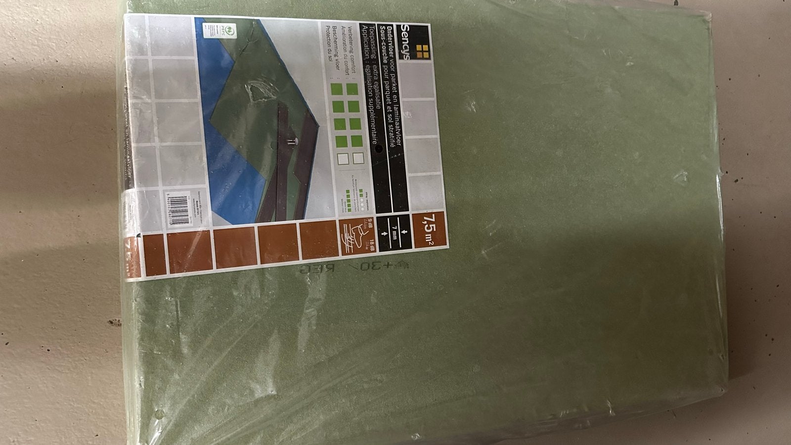Sencys ondervloer voor laminaat en parket 5,5 m², Ophalen, Overige materialen, 30 cm of meer, Overige typen