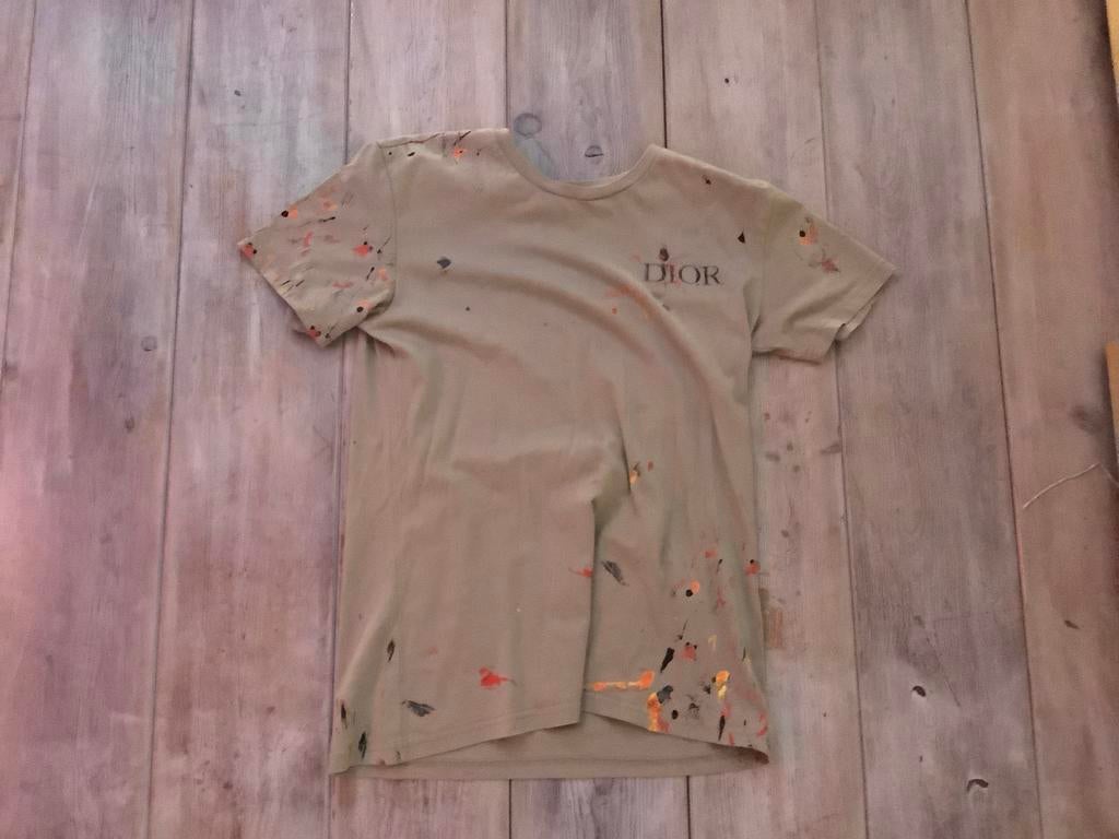 Dior T-shirt met verfspatten - Maat 172 (ongeveer S), Ophalen of Verzenden, Gedragen, Maat 46 (S) of kleiner, Beige