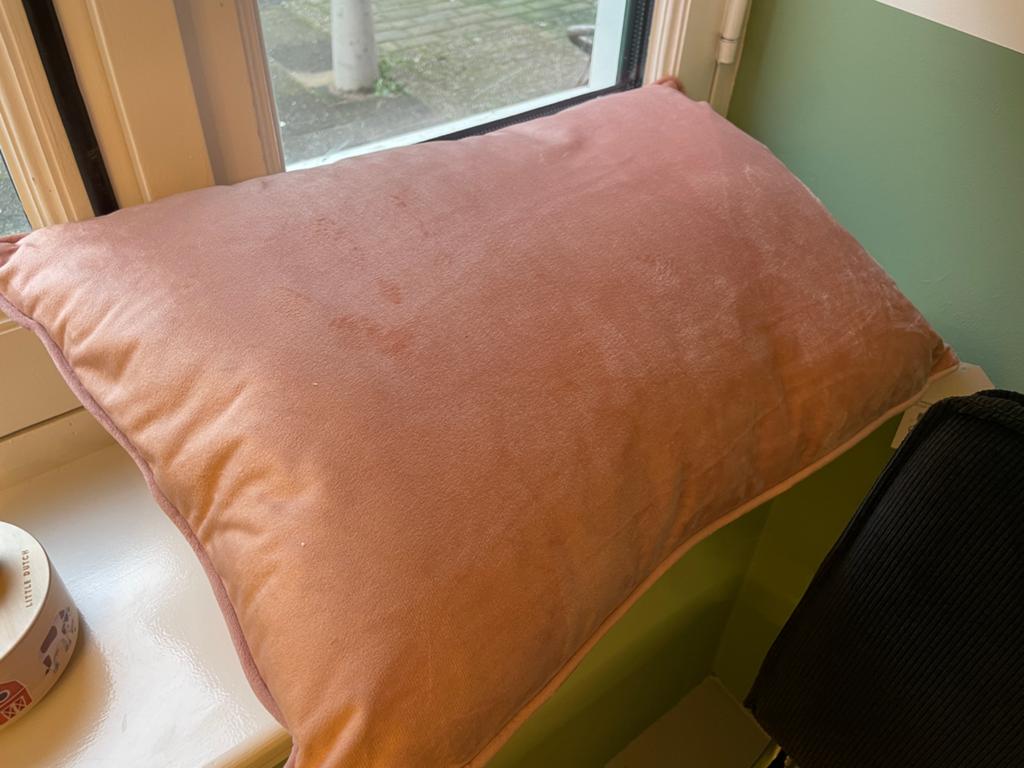 Roze velvet sierkussen 40x60 cm (nieuw), Ophalen of Verzenden, Zo goed als nieuw, Roze