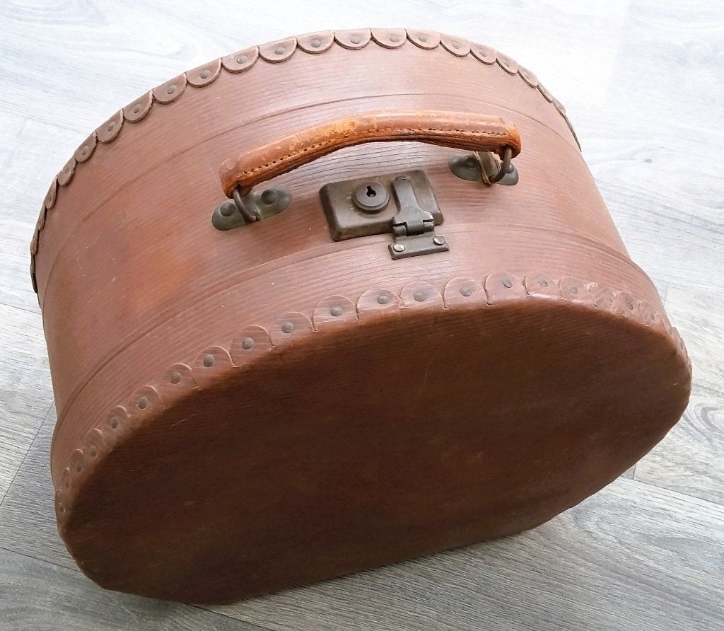 Omstreeks 1900 Stevig Hoedenkoffer Hoed Hoeden Koffer Dame
