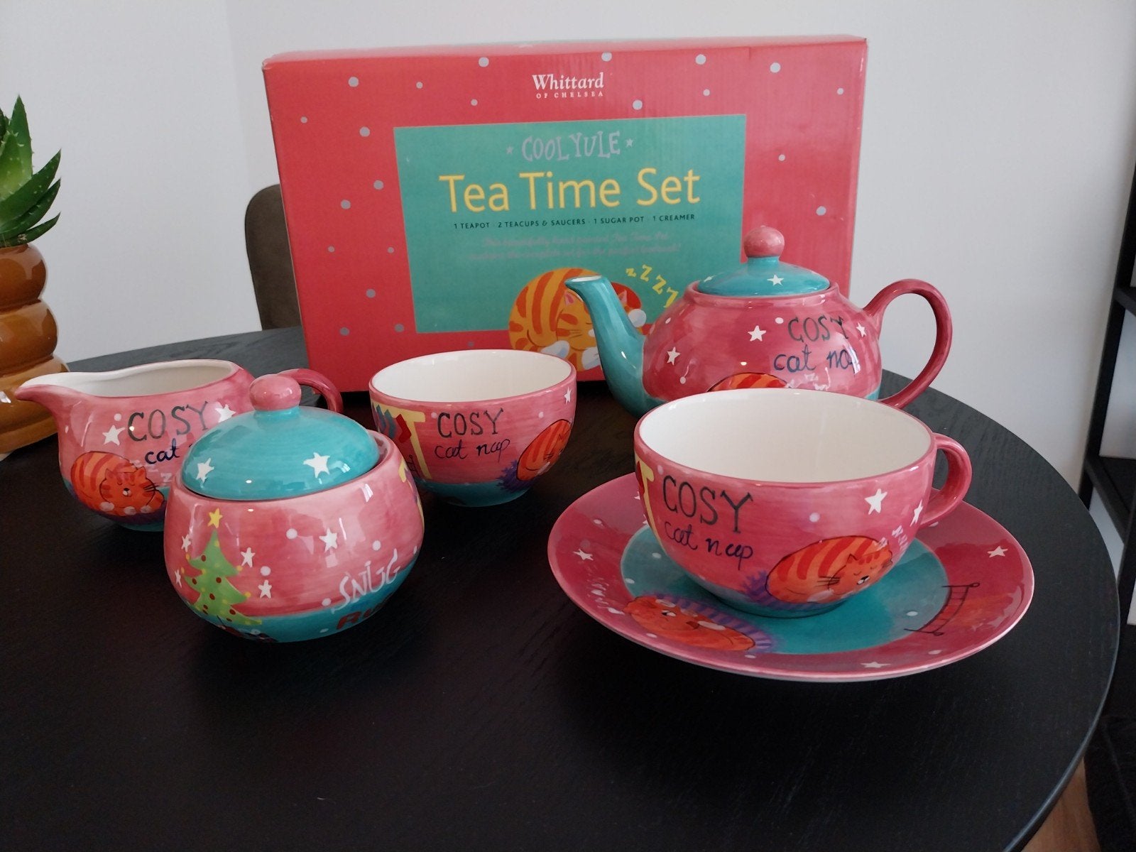 Whittard Cool Yule Tea Time Set - Cosy Cat Nap Servies, Ophalen of Verzenden