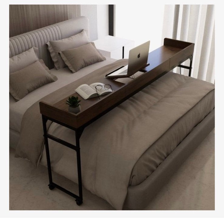 Bedtafel op wielen en compact bureau, Ophalen, 200 cm of meer, Zo goed als nieuw, 25 tot 50 cm