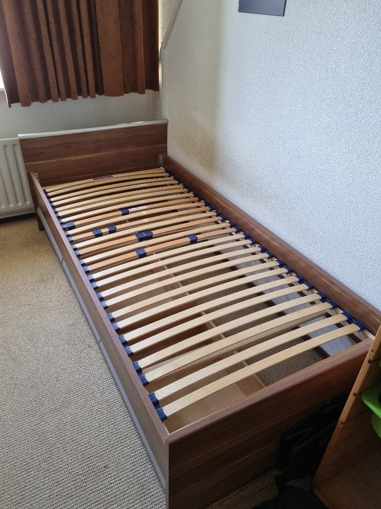 Eenspersoonsbed met lades 90 x 200, Ophalen, Gebruikt, 90 cm, Eenpersoons