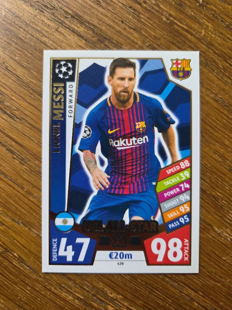 Lionel Messi #438 UCL All-Star XI Barcelona Topps 2017-2018, Ophalen of Verzenden, Zo goed als nieuw, Losse kaart, Foil